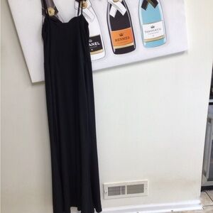 Elegant Black Maxi Dress Roses NWT